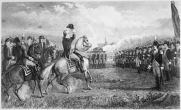 Washington taking command of the American Army at Cambridge